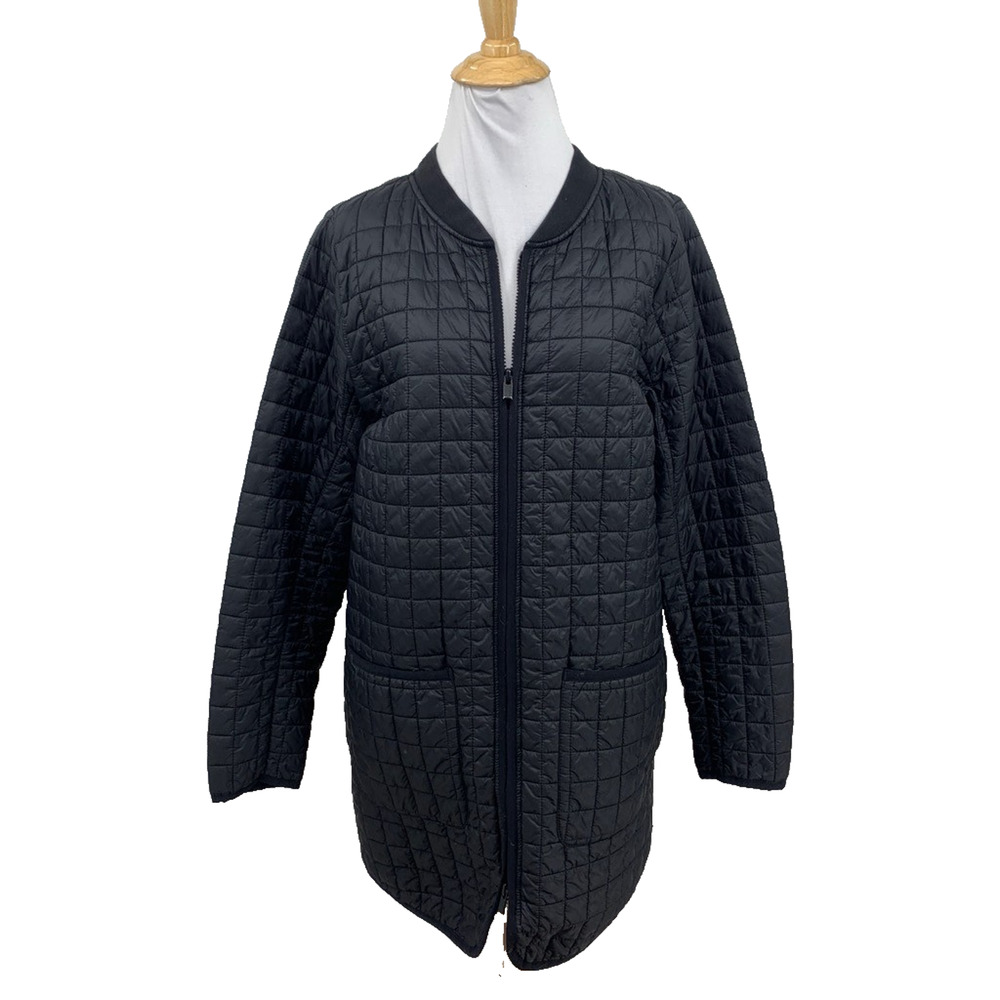 Athleta Jacket Womens M Medium Black Grandview PrimaLoft Shell Quilted Full Zip
